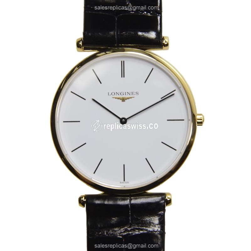 Longines L4.709.2.12.2 Replica - Quartz - Gold PVD Case - White Dial