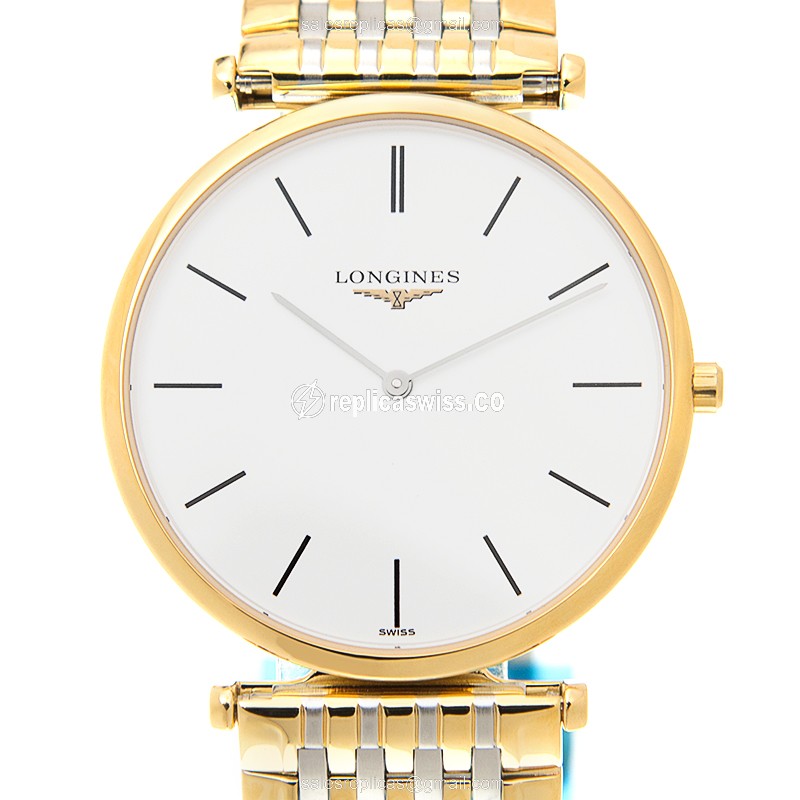 Longines LA GRANDE Quartz - Gold PVD Case, White Dial, Gold PVD Strap - Luxury Replica LA GRANDE Watch