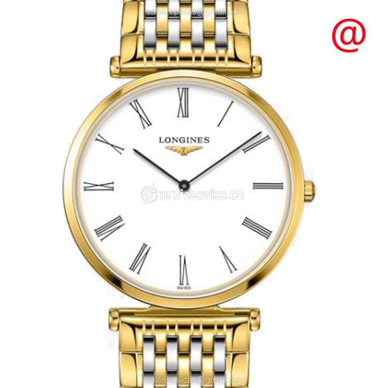 Longines LA GRANDE Quartz Replica - 18kt Gold/Steel Case - White Dial on Gold Strap