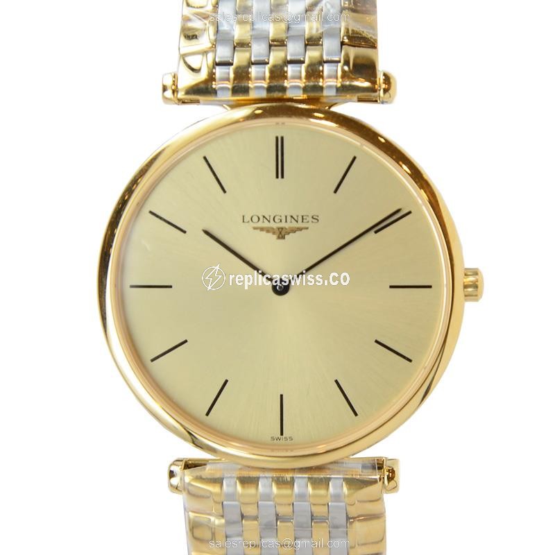 Longines LA GRANDE Quartz - PVD Gold Case - Gold Dial - Gold Strap - Sapphire Crystal - Luxury Replica LA GRANDE Watch