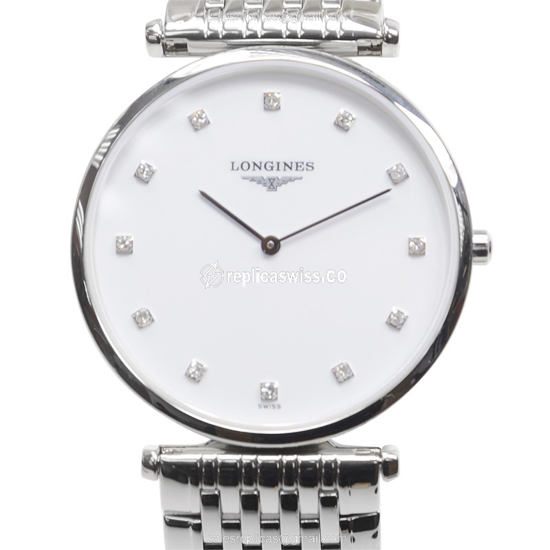 Longines LA GRANDE Quartz - White Dial - Stainless Steel Case - Silver Band - Luxury Replica LA GRANDE Watch