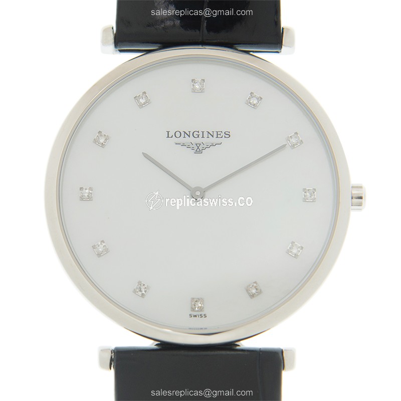 Longines LA GRANDE Quartz - Steel Case, White Dial, Leather Strap, Buckle Clasp - Luxury  Watch
