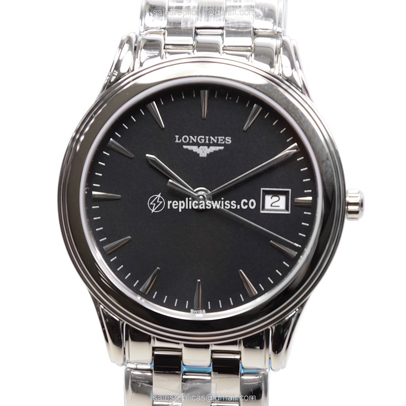 Longines L4.716.4.52.6 Flagship Quartz Steel - Black Dial on Silver Steel Clasp - Luxury Replica FLAGSHIP Watch