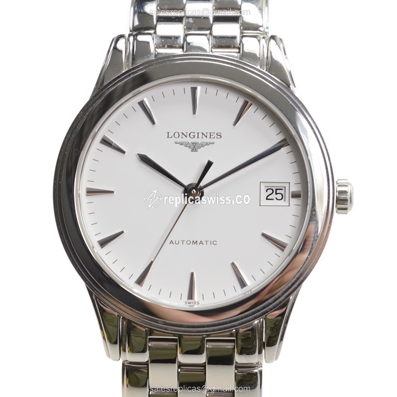 Longines L4.717.4.12.6 Replica - Automatic - Stainless Steel - White Dial | Clasp | Silver Steel Strap