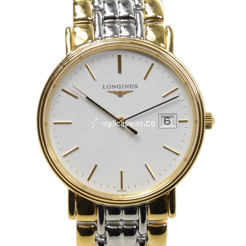 Longines Presence Replica - Quartz - Gold-Plated Case - White Dial | Gold Strap