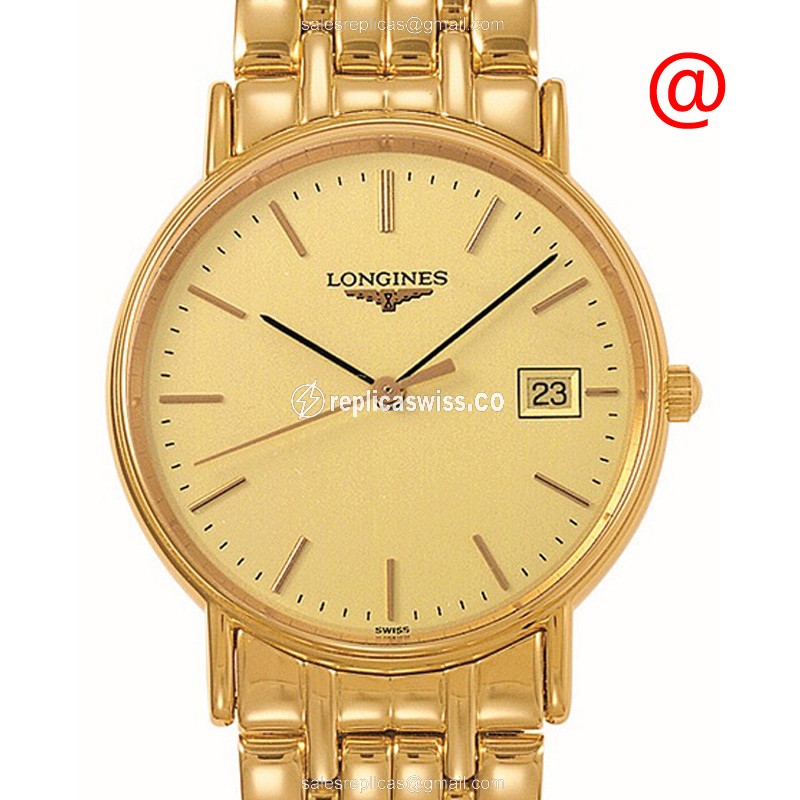Longines Presence Replica - Quartz - Gold PVD Case - Gold Dial, Gold Strap