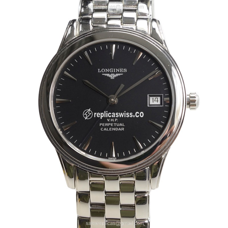 Longines L4.722.4.52.6 Flagship Replica - Quartz - Black Dial, Steel Case - Luxury Replica FLAGSHIP Watch
