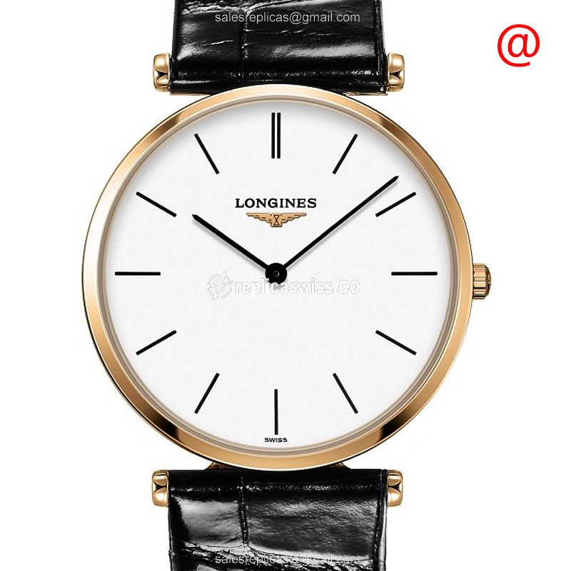Longines LA GRANDE Replica - Quartz - PVD Gold Case - White Dial, Leather Strap - Luxury Replica LA GRANDE Watch