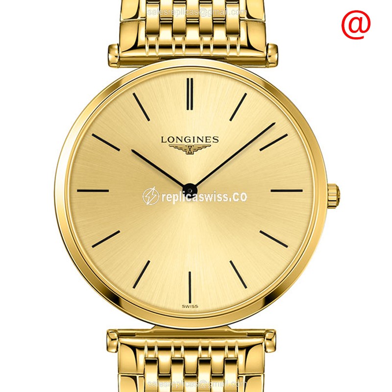 Longines LA GRANDE Replica - Quartz - PVD Gold Case - Gold Dial - Gold Strap - Clasp - Luxury Replica LA GRANDE Watch