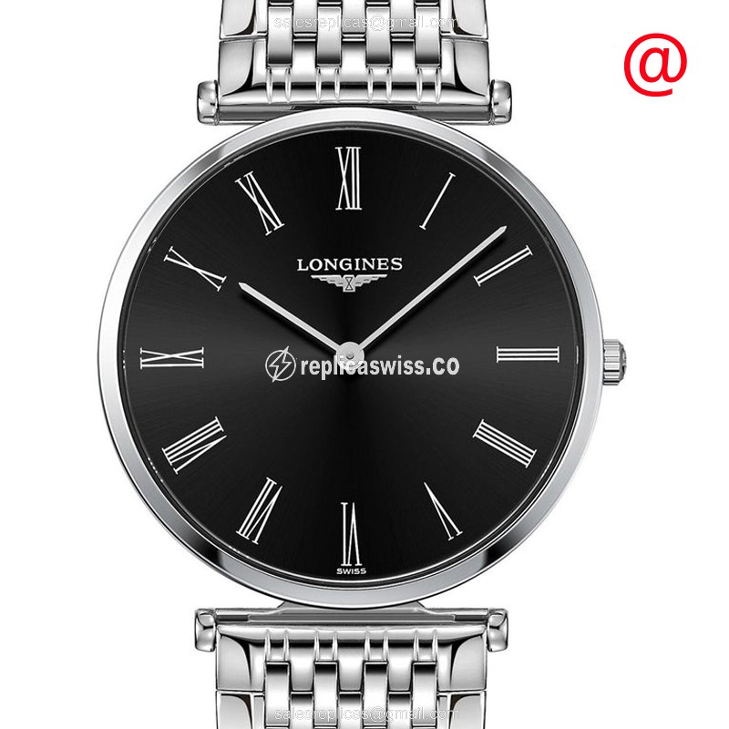 Longines LA GRANDE Quartz - Steel Case, Black Dial, Silver Clasp - Luxury Replica LA GRANDE Watch