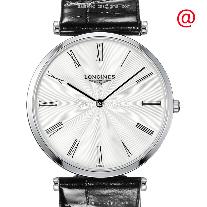 Longines L4.755.4.71.2 Replica - Quartz - Stainless - Silver Dial - Black Leather Strap - Luxury Replica LA GRANDE Watch