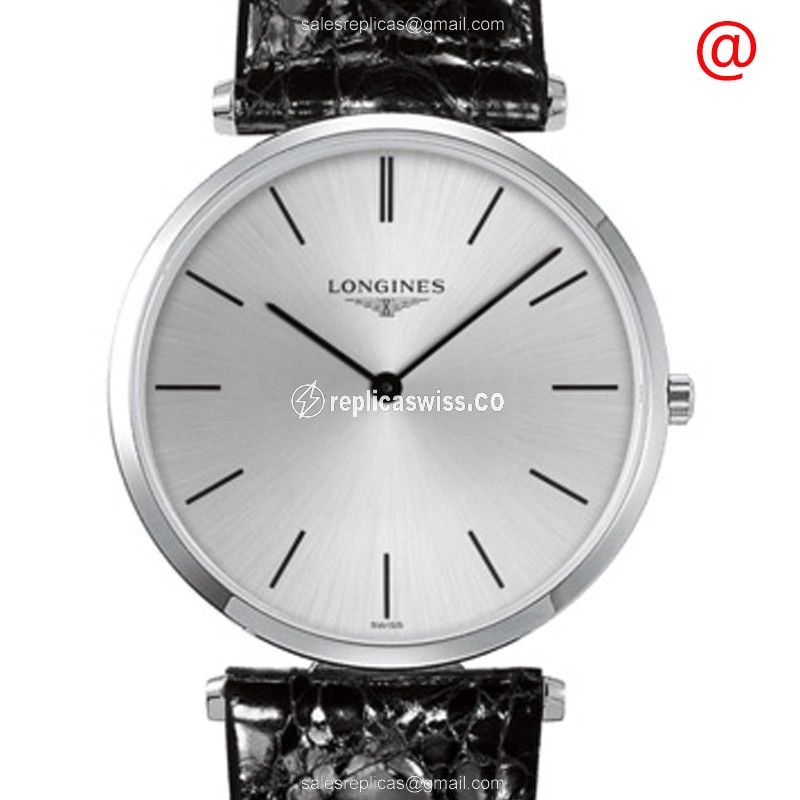 Longines L4.755.4.72.2 Replica - Quartz - Steel Case - Silver Dial on Leather Strap - Luxury  Watch