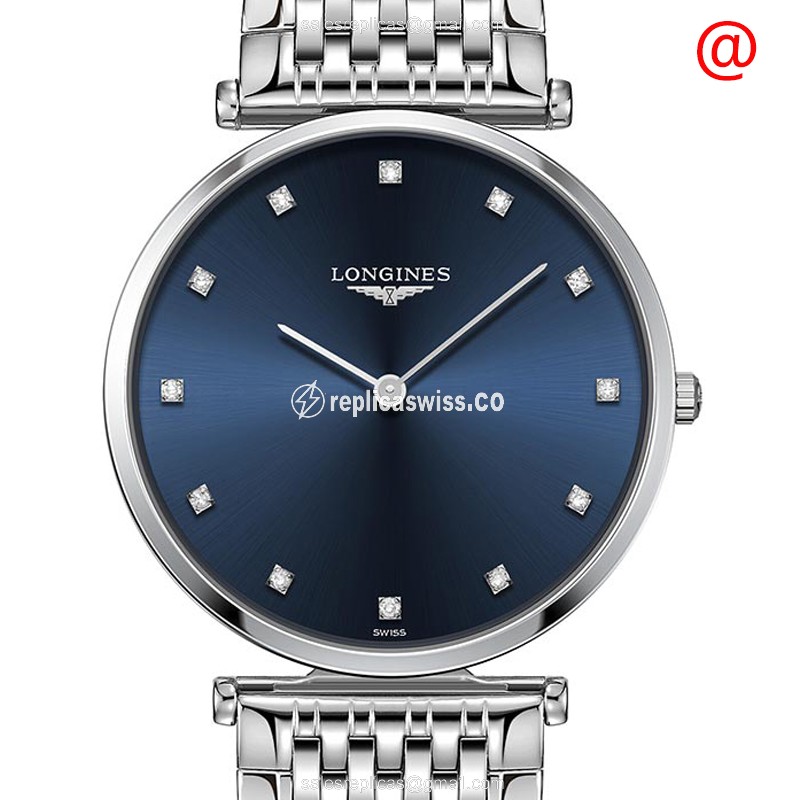 Longines LA GRANDE Replica - Quartz - Stainless Steel - Blue Dial - Leather Strap