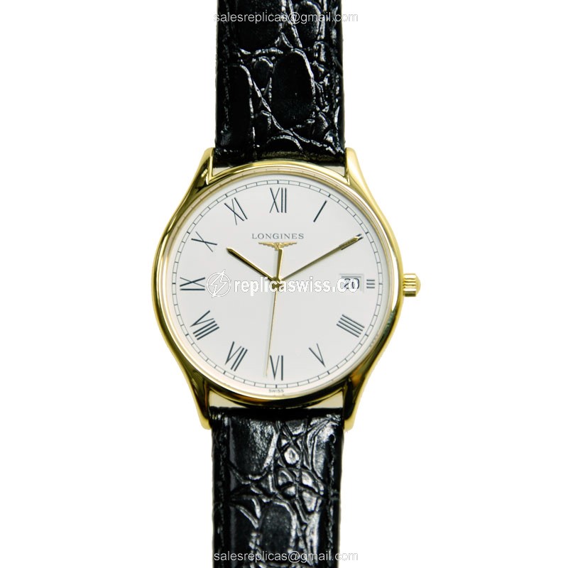 Longines Lyre Quartz 18kt Yellow Gold - White Dial - Alligator Black Clasp