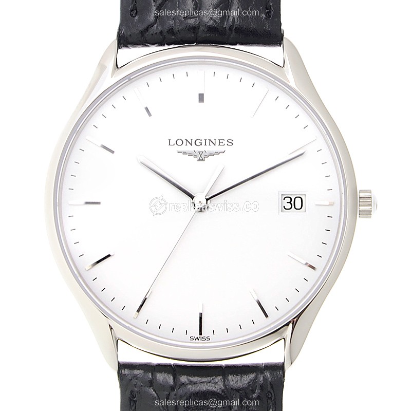 Longines Lyre Quartz Replica - Stainless Steel - White Dial, Black Alligator Strap