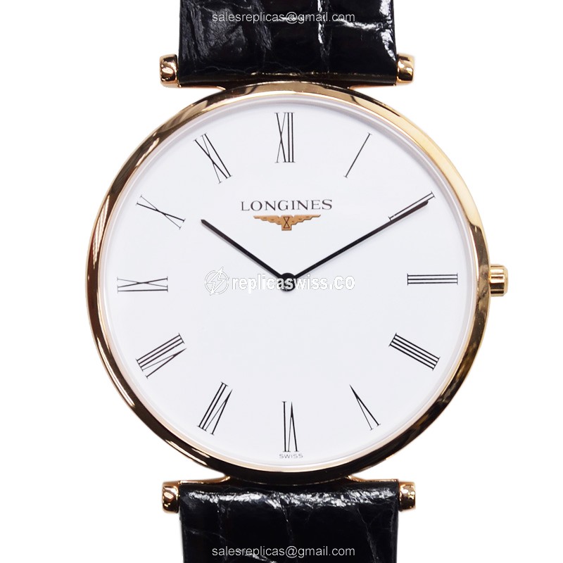 Longines L4.766.1.11.2 Replica - Quartz - PVD Gold - White Dial, Leather Strap