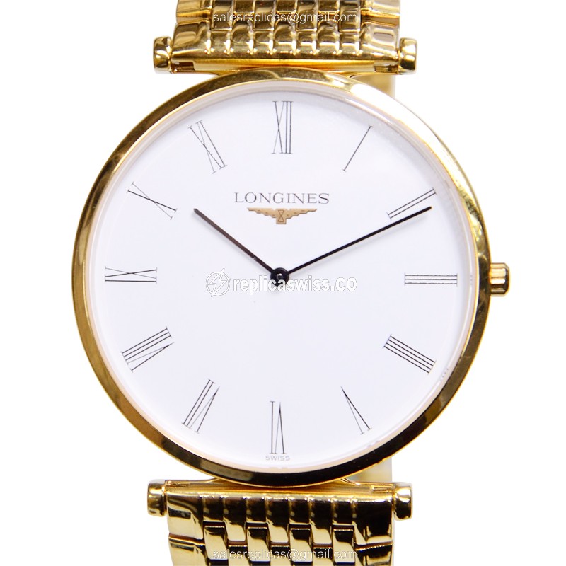 Longines LA GRANDE Quartz - PVD Gold Case - White Dial - Gold Strap - Sapphire Crystal