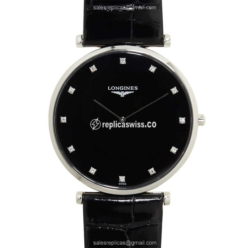 Longines La Grande Replica - Quartz - Steel - Black Dial - Luxury Replica LA GRANDE Watch