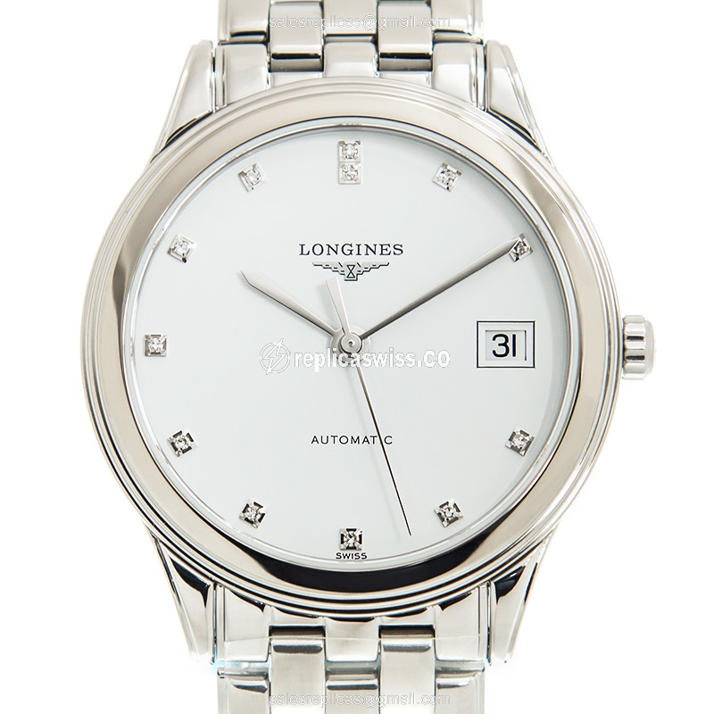 Longines L4.774.4.27.6 Flagship Replica - Automatic - Stainless Steel Case - White Dial - Silver Clasp - Luxury Longines Replica Watch
