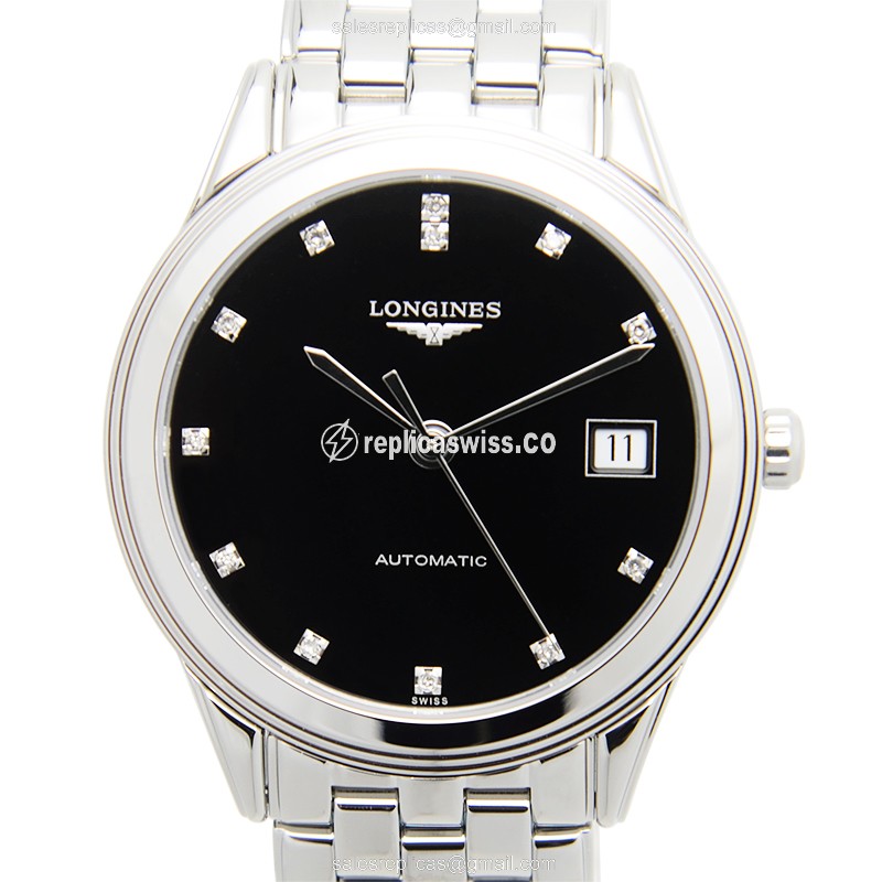 Longines L4.774.4.57.6 Replica - Automatic - Stainless Steel Case - Black Dial, Silver Clasp & Strap