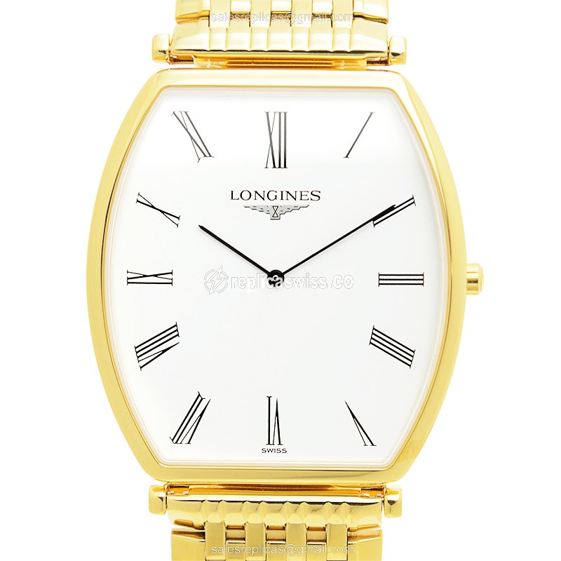 Longines LA GRANDE Quartz Gold-Plated Steel - White Dial Gold Clasp Gold Strap - Luxury Replica LA GRANDE Watch