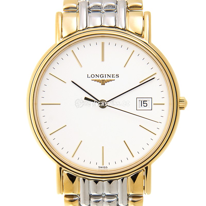 Longines Presence Replica - Quartz - Gold-Plated Case - White Dial