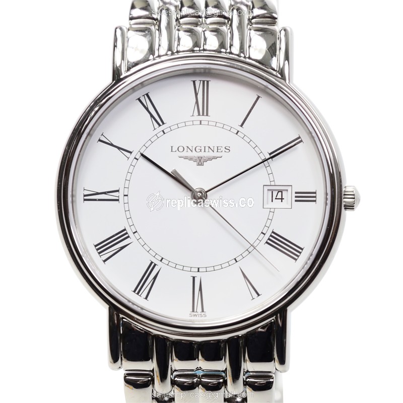 Longines Presence Replica - Quartz - Stainless Steel Case - White Dial, Silver Clasp, Steel Strap - Luxury Replica PRESENCE Watch