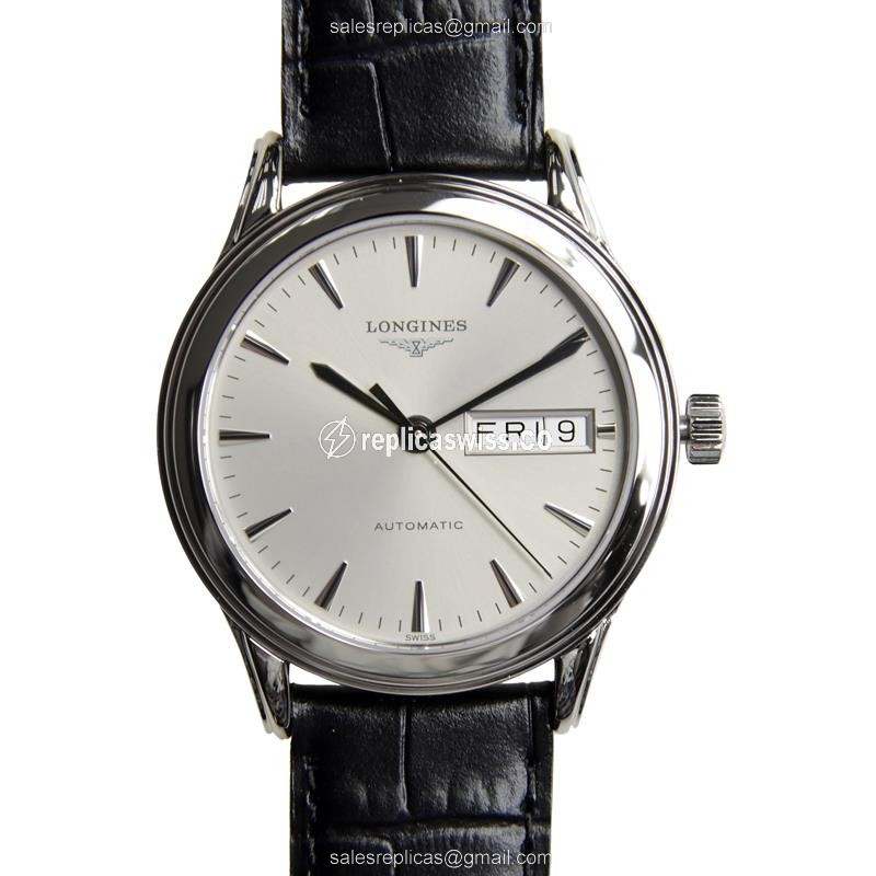 Longines Flagship Replica - Automatic - Steel Case - Gray Dial, Black Alligator Strap