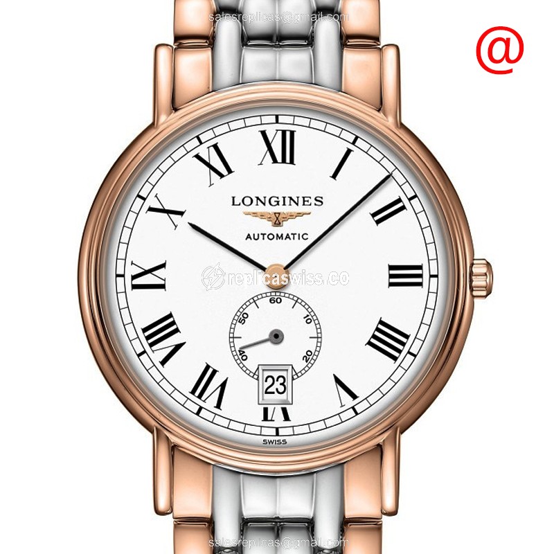 Longines Presence Replica - Automatic - 18kt Rose Gold & Steel Case - White Dial - Luxury Replica PRESENCE Watch