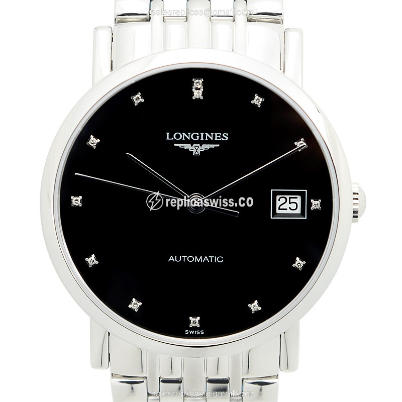 Longines L4.809.4.57.6 Replica - Automatic - Steel Case - Black Dial on Silver Strap - Luxury  Watch