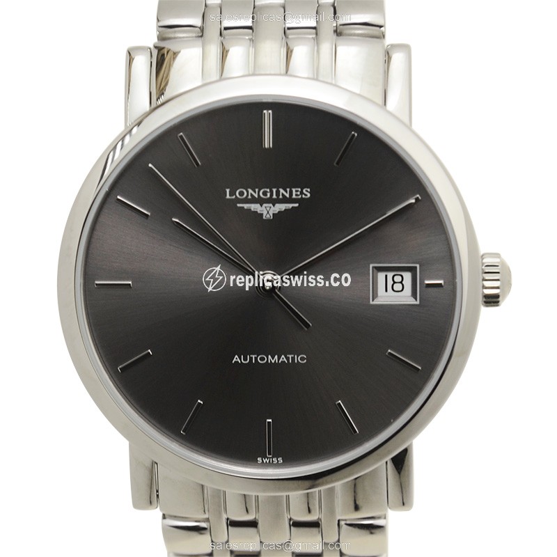 Longines ELEGANT Replica - Automatic - Steel - Dark Grey - Silver Clasp