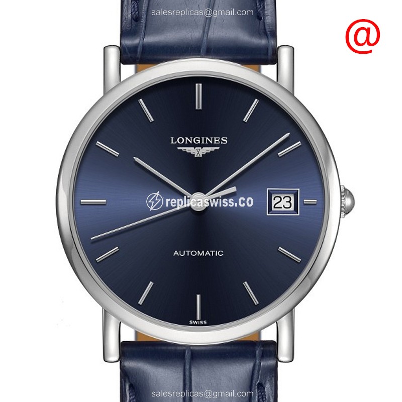 Longines L4.809.4.92.2 Replica - Automatic - Steel Case, Blue Dial on Leather Strap