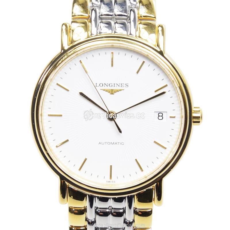 Longines Presence Replica - Automatic - Gold PVD Case - White Dial, Silver Clasp