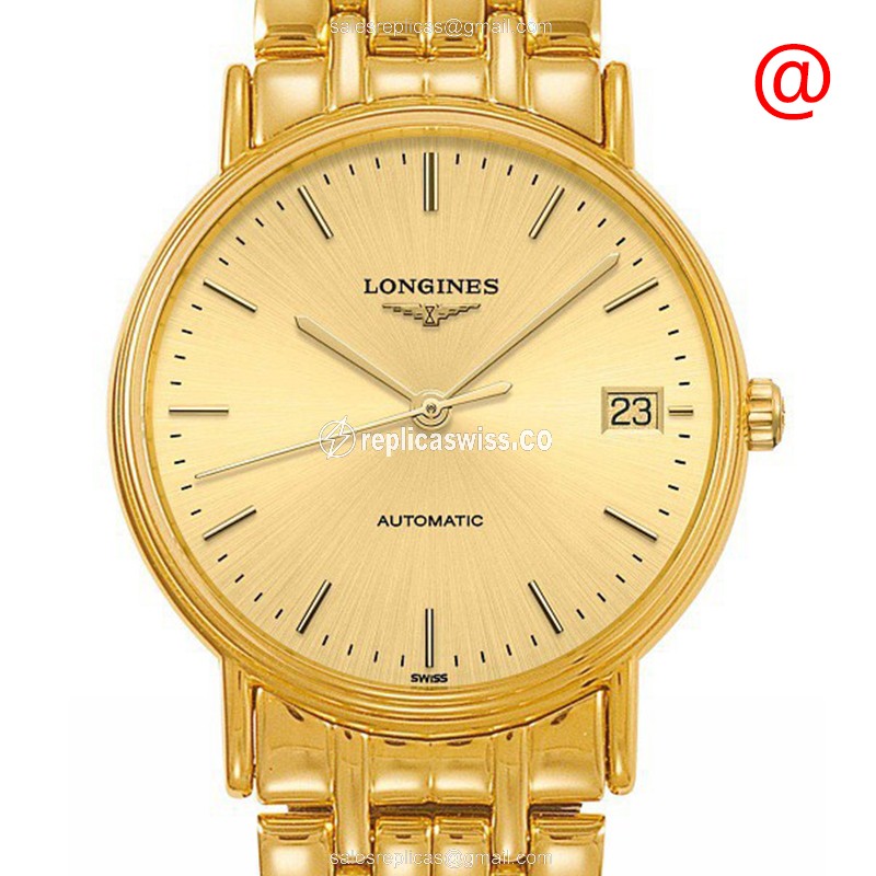 Longines Presence Replica - Automatic - PVD Gold Case, Gold Dial - Gold Strap
