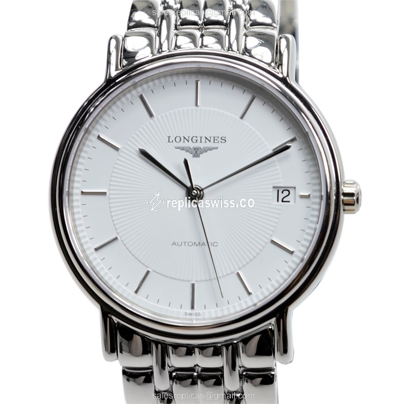 Longines Presence Replica - Automatic - Stainless Steel - White Dial, Silver Clasp - Luxury Replica PRESENCE Watch