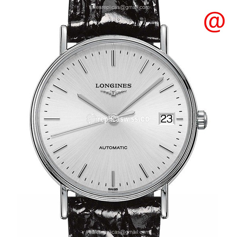 Longines Presence Replica - Automatic - Silver Dial - Leather Strap, Buckle Clasp - Luxury Replica PRESENCE Watch