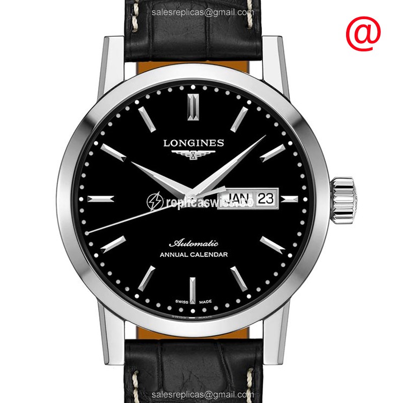Rolex L4.827.4.52.0 1832 Replica | Automatic - Black on Steel | Alligator Buckle - Luxury Replica 1832 Watch