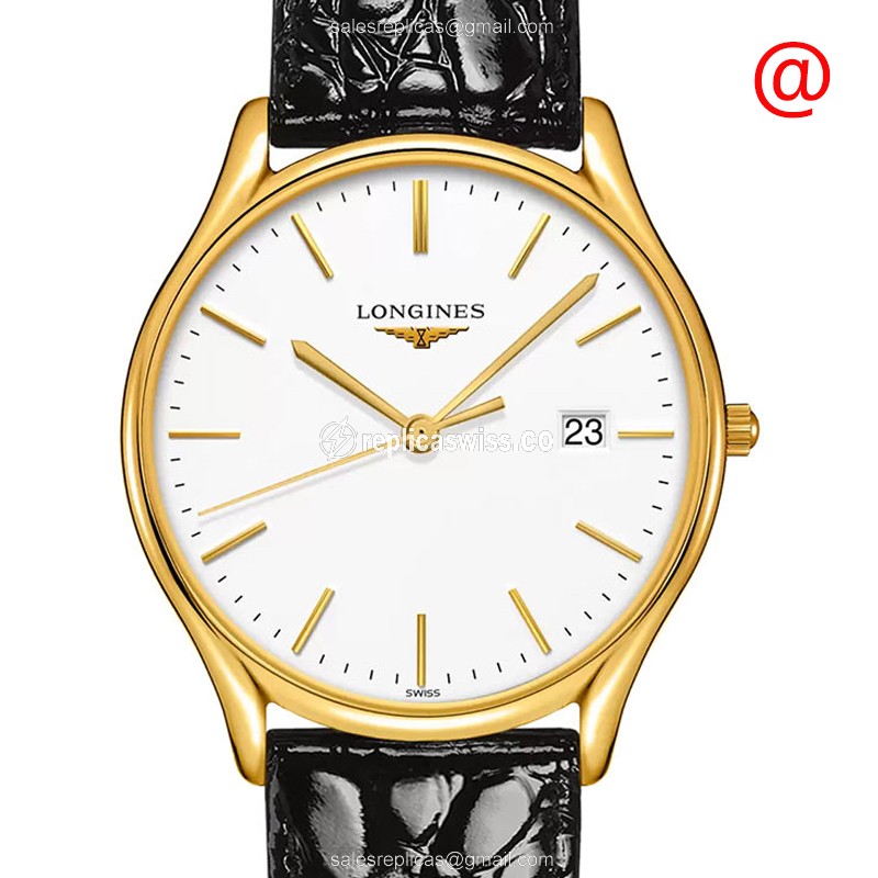 Longines Lyre Replica - Quartz - PVD Gold Case - White Dial - Leather Strap - Luxury Replica LONGINES LYRE Watch