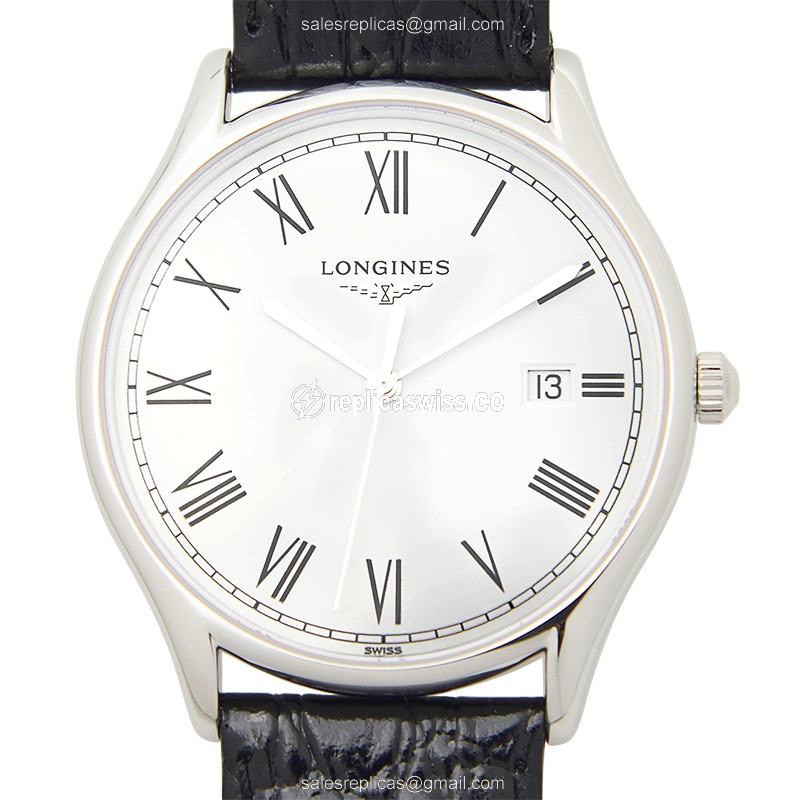 Longines Lyre Quartz Steel - White Dial - Leather Black Strap - Buckle Clasp - Luxury Replica LONGINES LYRE Watch