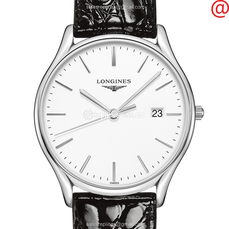 Longines Lyre Quartz Replica - White Dial - Stainless Steel Case - Black Alligator Strap - Luxury Replica LONGINES LYRE Watch