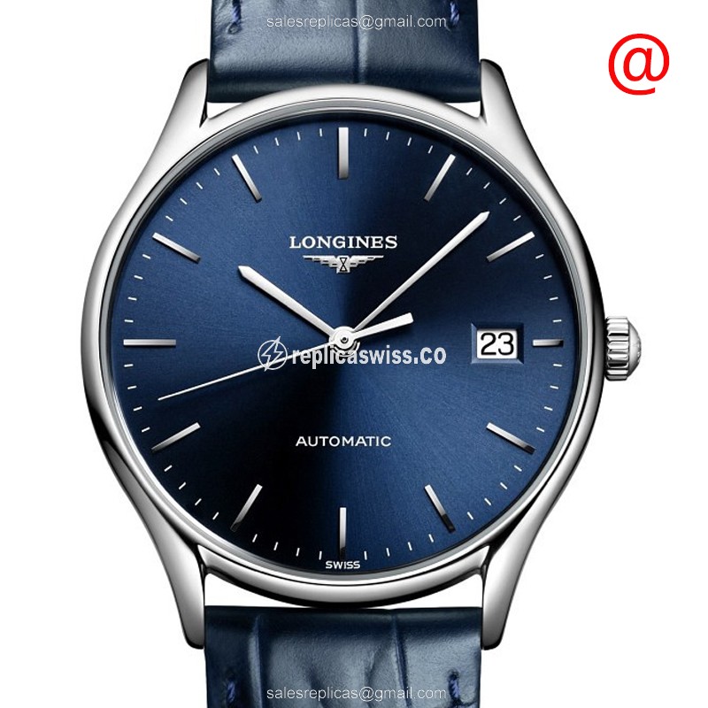 Longines Lyre Replica - Automatic - Steel Case - Blue Dial on Leather Strap