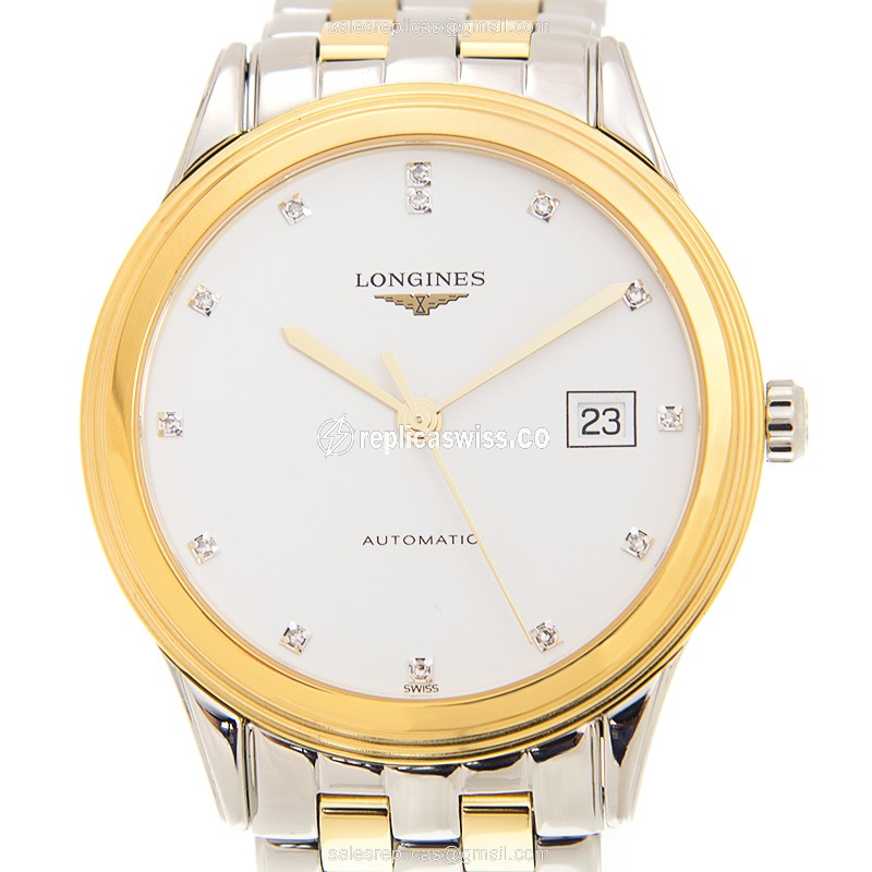 Longines L4.874.3.27.7 Flagship - Automatic - Gold-Plated, Stainless Steel Case, White Dial
