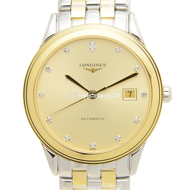 Longines L4.874.3.37.7 Flagship - Automatic - Gold-Plated Case, Gold Dial, Steel Strap