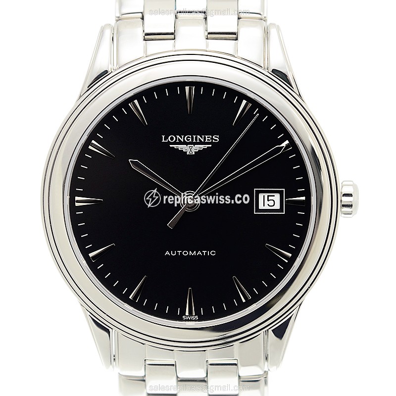 Longines L4.874.4.52.6 Replica - Automatic | Steel Case | Black Dial | Silver Clasp - Luxury Replica FLAGSHIP Watch