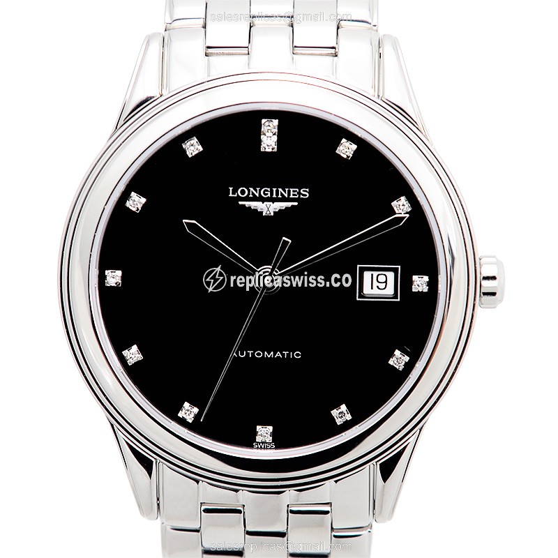 Longines L4.874.4.57.6 Flagship - Automatic - Steel Case, Black Dial on Silver - Luxury Replica FLAGSHIP Watch