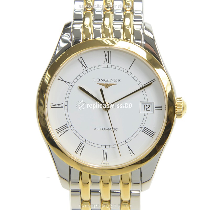 Rolex L4.898.3.11.7 Replica - Automatic, Gold PVD, White Dial on Gold Strap - Luxury Replica ELEGANT SERIES Watch