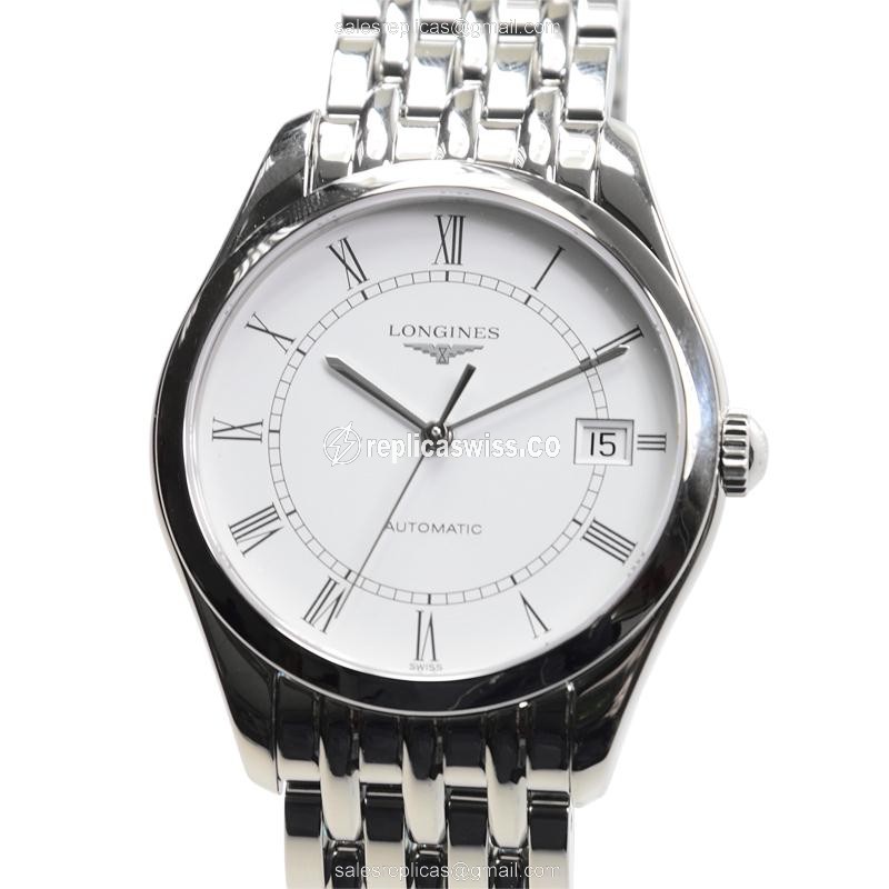 Longines ELEGANT Automatic - White Dial - Stainless Steel Case on Silver Strap - Luxury Replica ELEGANT SERIES Watch