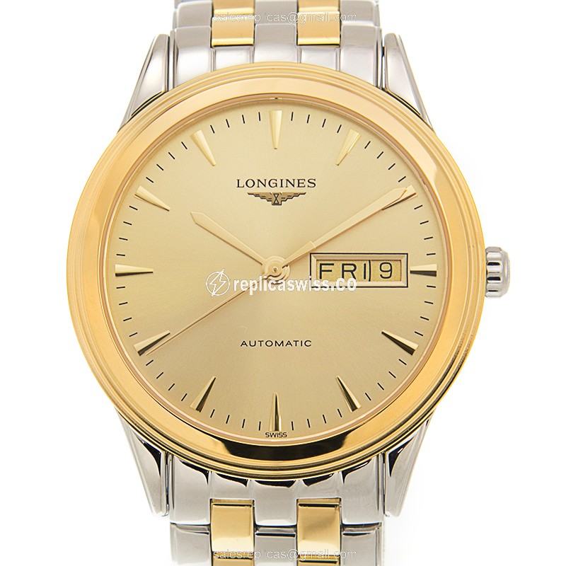 Longines Flagship Replica - Automatic - 18kt Gold & Steel - Gold Dial - Gold Strap