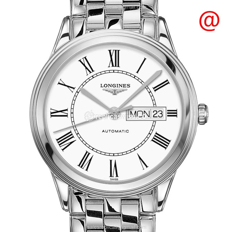 Longines L4.899.4.21.6 Flagship Replica - Automatic - Steel Case, White Dial, Silver Clasp & Strap - Luxury Replica FLAGSHIP Watch