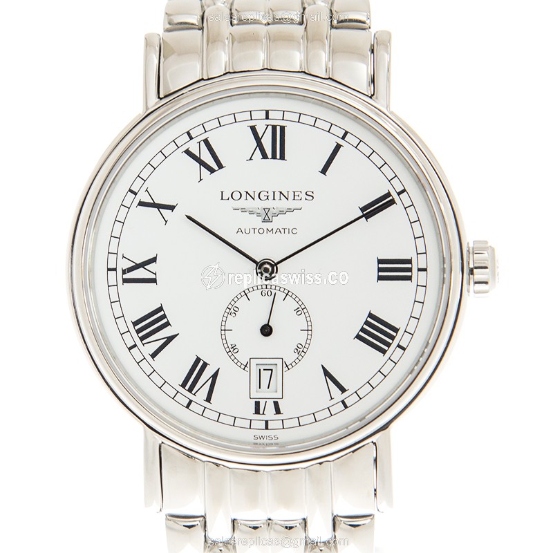 Longines Presence Replica - Automatic - Steel Case, White Dial - Silver Steel Clasp - Luxury Replica PRESENCE Watch